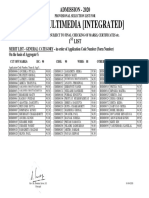 M.Sc. Multimedia (Integrated) : Admission - 2020