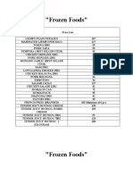 Puhunan Price List Frozen Foods