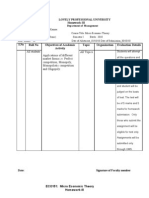 Roll No Objectives of Academic Activity Topic Organization Evaluation Details