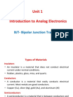 Unit 1 Introduction To Analog Electronics: BJT-Bipolar Junction Transistor