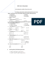 WEEK 3 Quiz in College Algebra