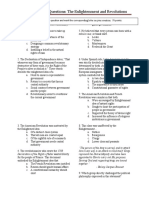 Multiple Choice Questions: The Enlightenment and Revolutions