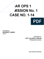 Bar Ops 1 Submission No. 1 CASE NO. 1-14: Submitted By: Llb-Iv