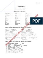 Worksheet 1: Subject: Subject Pronouns and Verb " To Be "