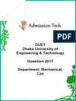 Admission: Duet Dhaka University of Engineering & Technology Department: Mechanical, Cse