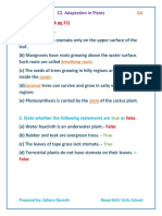 C2. Adaptations in Plants QA