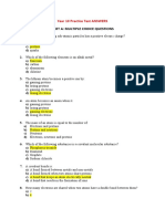 ANSWERS - Yr 10 Chem Practice Test Questions