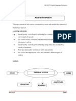 Topic 1 Parts of Speech: Learning Outcomes