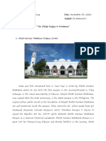 Name: Tadzmalyn H. Jinang Date: Novemrber 23, 2020 Section: BSN-1E Subject: de Mazenod 1 "Ten Oldest Mosque in Mindanao"