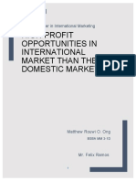 High-Profit Opportunities in International Market Than The Domestic Market