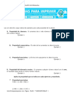 Ficha Propiedades de La Adicion para Cuarto de Primaria