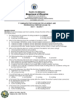 Department of Education: 1 Summative Test in English For Academic and Professional Purposes (Grade 12) Sem 1 - Quarter 1