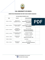 Technical University of Kenya: Orientation Programme For First Year Students 2020/2021