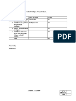 Table of Specification For Intro To World Religion 2 Quarter Exam