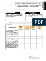 Modul E: Personal Health Prevention and Control of Diseases and Disorders: A Preliminary Acquisition