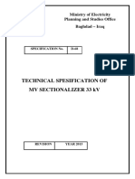 Technical Spesification of MV Sectionalizer 33 KV: Ministry of Electricity Planning and Studies Office Baghdad - Iraq