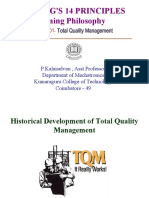 Deming'S 14 Principles Deming Philosophy: Total Quality Management