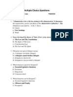 Multiple Choice Questions: Subject: Administrative Law Psw2525
