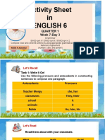 Activity Sheet in English 6: Quarter 1 Week 7-Day 3