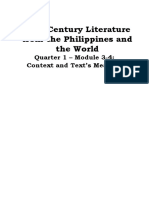 21 Century Literature From The Philippines and The World: Quarter 1 - Module 3-4: Context and Text's Meaning
