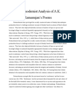 A Postmodernist Analysis of A.K. Ramanujan's Poems