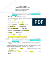 Test Paper Pronunciation - (Date) : Students Write Their Answers On The Answer Sheet