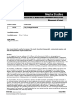 A Level Media Studies Statement of Intent Form Ocr