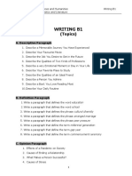 USSH - Writing B1 - Topics