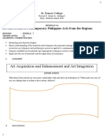 Art Acquisition and Enhancement and Art Integration: HUMANITIES-2 Contemporary Philippine Arts From The Regions