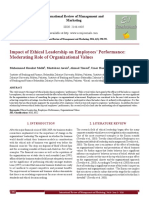 Impact of Ethical Leadership On Employees - Performance - Moderating Role of Organizational Values (#355388) - 367035