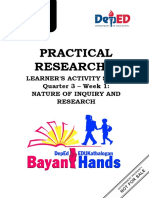 Practical Research 1: Learner'S Activity Sheet Quarter 3 - Week 1: Nature of Inquiry and Research