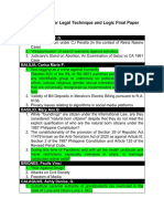 Legal Issues For Legal Technique and Logic - JD 1B