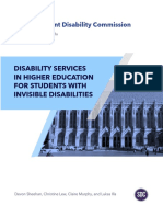 Policy Brief - Disability Services in Higher Education For Students With Invisible Disabilities