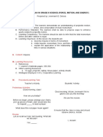 I. Objectives: Detailed Lesson Plan in Grade 9 Science (Force, Motion, and Energy)