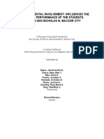 Level of Parental Involvement: Influences The Academic Performance of The Students in Shs in San Nicholas Iii, Bacoor City