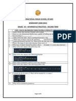 International Indian School, Riyadh WORKSHEET (2020-2021) Grade - Xii - Informatics Practices - Second Term