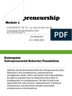 Entrepreneurship: 1st Semester A.Y. 2020-2021