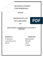 Aligarh Muslim University Centre Murshidabad 2020-2021: Judicial Review of Administrative Action-Writ of Certiorari