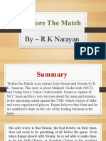 Before The Match: by - R.K Narayan