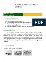 Cookery Lesson 4 Salad and Dressings