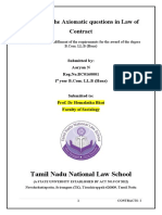 A Study On The Axiomatic Questions in Law of Contract: Tamil Nadu National Law School