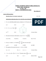 Delhi Public School Ruby Park, Kolkata: UNIT TEST - II (2021-22) Class - Xii Subject - Mathematics