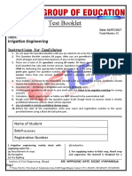 Test Booklet: Irrigation Engineering