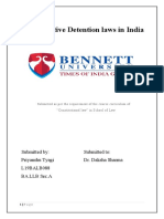 Preventive Detention Constitutional Reserach Paper