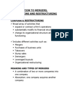 Introduction To Mergers, Acquisitions and Restructuring