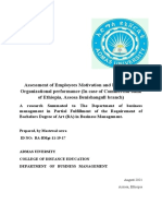 Assessment of Employees Motivation and Its Effect On Organizational Performance (In Case of Commercial Bank of Ethiopia, Assosa Benishangull Branch)
