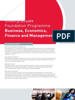 Undergraduate Foundation Programme: Business, Economics, Finance and Management
