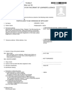 "FORM 2" (See Rule 10) Form of Application For The Grant of Learner'S Licence