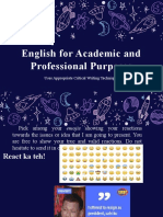 English For Academic and Professional Purposes: Uses Appropriate Critical Writing Techniques