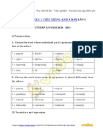 De Kiem Tra 1 Tiet Tieng Anh Lop 9 Lan 1 Nam 2020 2021